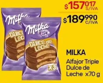 Nini Mayorista MILKA Alfajor Triple Dulce de Leche x70 g oferta