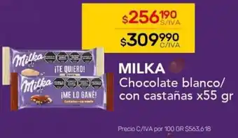 Nini Mayorista MILKA Chocolate blanco/ con castañas x55 gr oferta