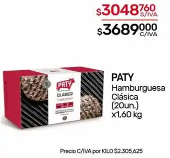 Nini Mayorista PATY Hamburguesa Clásica (20un.) x1,60 kg oferta