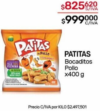 Nini Mayorista PATITAS Bocaditos Pollo x 400g oferta