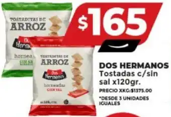 Supermayorista Vital DOS HERMANOS Tostadas c/sin sal x120gr. oferta