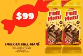 Supermercados Vea TABLETA FULL MANÍ leche y mani, pck 35grs. oferta