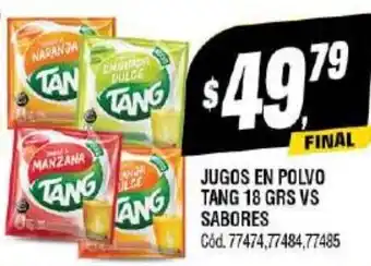 Supermercados Yaguar JUGOS EN POLVO TANG 18 GRS VS SABORES oferta