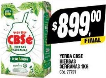 Supermercados Yaguar YERBA CBSE HIERBAS SERRANAS 1KG Cód. 77791 oferta
