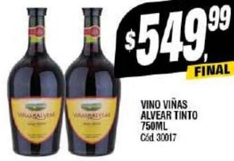 Supermercados Yaguar VINO VIÑAS ALVEAR TINTO 750ML Cód 30017 oferta