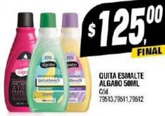 Supermercados Yaguar QUITA ESMALTE ALGABO 50ML oferta