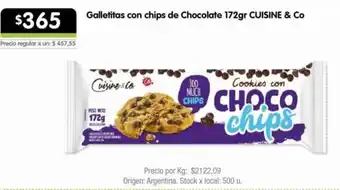 Jumbo Galletitas con chips de Chocolate 172gr CUISINE & Co oferta