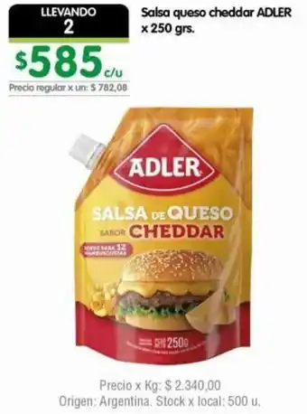 Salsa queso cheddar ADLER x 250 grs.