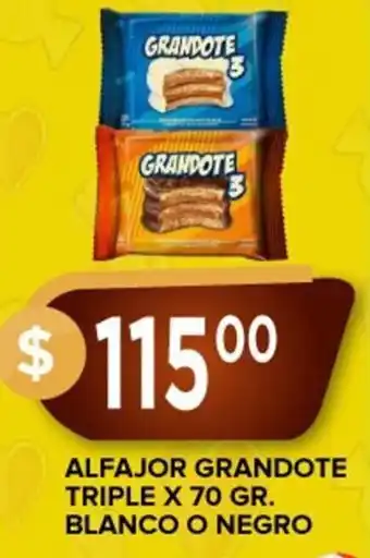 Supermercados Mayor ALFAJOR GRANDOTE TRIPLE X 70 GR. BLANCO O NEGRO oferta