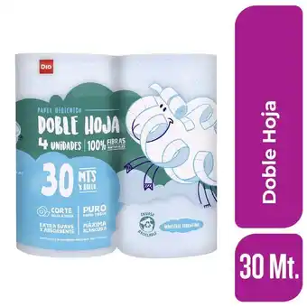Supermercados DIA Papel higiénico dia doble hoja 4 rollos 30 mts. oferta