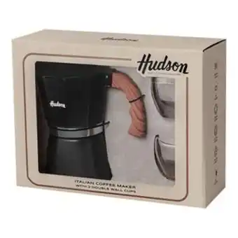 Frávega Set hudson cafetera y 2 vasos de vidrio oferta