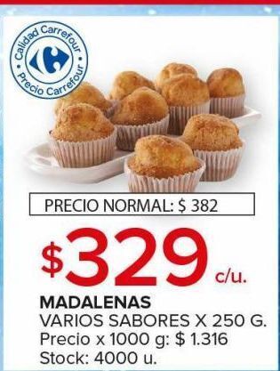 Carrefour Maxi Madalenas varios sabores x 250g oferta