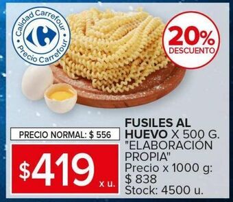 Carrefour Maxi Fusiles al huevo de elaboración propia x 500g oferta
