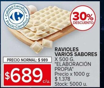 Carrefour Maxi Ravioles varios sabores x 500g elab. propia oferta