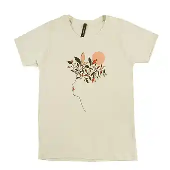 Coto Remera mujer manga corta estampada beige talle xl oferta