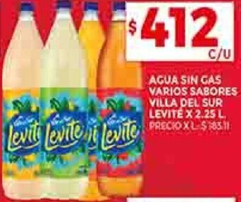 Supermercados DIA AGUA SIN GAS VARIOS SABORES VILLA DEL SUR LEVITÉ X 2.25 L. oferta