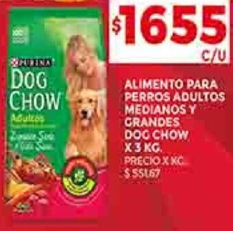 Supermercados DIA ALIMENTO PARA PERROS ADULTOS MEDIANOS Y GRANDES DOG CHOW X 3 KG. oferta