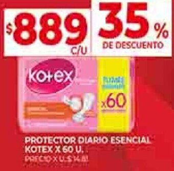 Supermercados DIA PROTECTOR DIARIO ESENCIAL KOTEX X 60 U. oferta