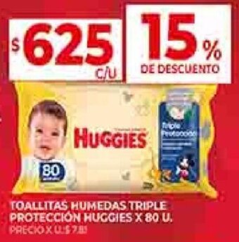 Supermercados DIA TOALLITAS HUMEDAS TRIPLE PROTECCIÓN HUGGIES X 80 U. oferta