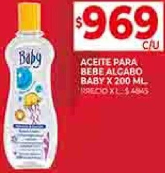 Supermercados DIA ACEITE PARA BEBE ALGABO BABY X 200 ML oferta