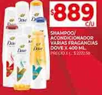 Supermercados DIA SHAMPOO/ ACONDICIONADOR VARIAS FRAGANCIAS DOVE X 400 ML oferta