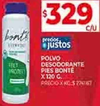 Supermercados DIA POLVO DESODORANTE PIES BONTÉ X 120 G. oferta