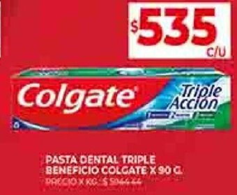 Supermercados DIA PASTA DENTAL TRIPLE BENEFICIO COLGATE X 90 G. oferta