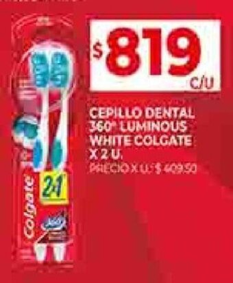 Supermercados DIA CEPILLO DENTAL 360 LUMINOUS WHITE COLGATE X2U. oferta