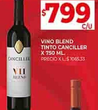 Supermercados DIA VINO BLEND TINTO CANCILLER X 750 ML. oferta