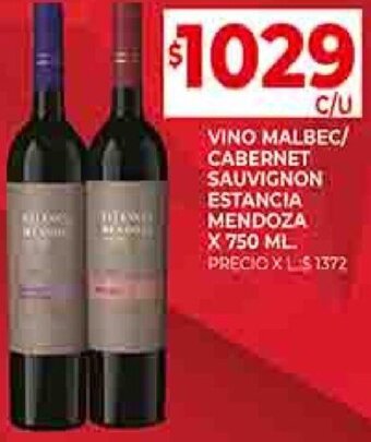 Supermercados DIA VINO MALBEC/ CABERNET SAUVIGNON ESTANCIA MENDOZA X 750 ML oferta