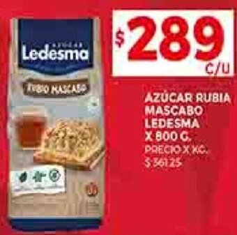 Supermercados DIA AZÚCAR RUBIA MASCABO LEDESMA X 800 G. oferta