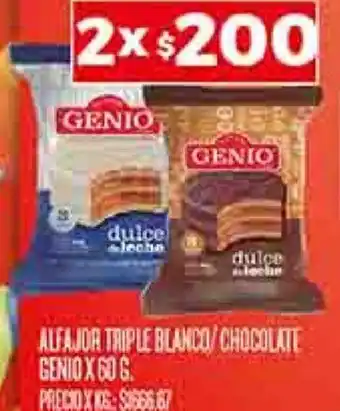 Supermercados DIA ALFAJOR TRIPLE BLANCO/CHOCOLATE GENIO X 60 G. oferta