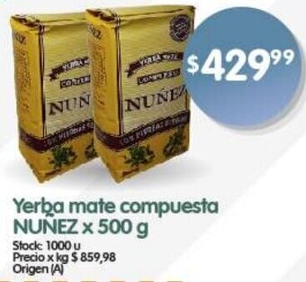 Supermercados Buenos Días Yerba mate compuesta NUÑEZ x 500 g oferta
