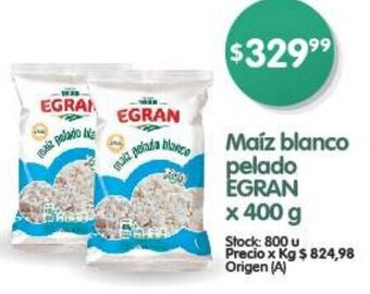 Supermercados Buenos Días Maíz blanco pelado EGRAN x 400g oferta