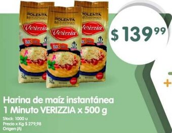 Supermercados Buenos Días Harina de maíz instantánea 1 Minuto VERIZZIA x 500 g oferta