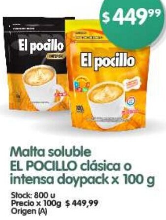 Supermercados Buenos Días Malta soluble EL POCILLO clásica o intensa doypack x 100 g oferta