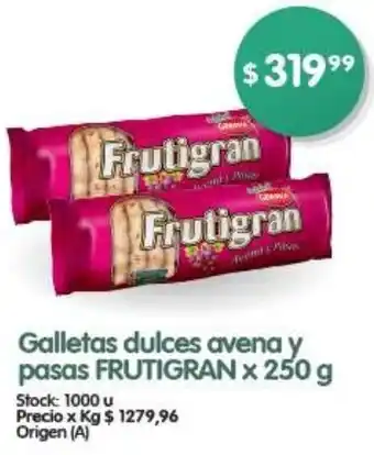 Supermercados Buenos Días Galletas dulces avena y pasas FRUTIGRAN x 250 g oferta