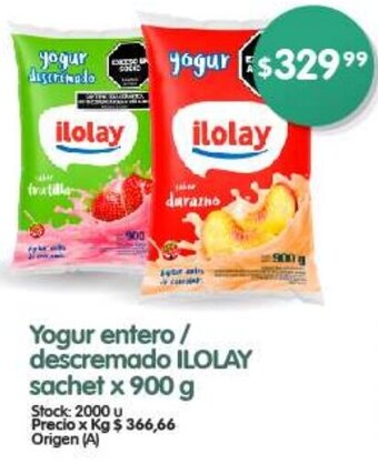 Supermercados Buenos Días Yogur entero / descremado ILOLAY sachet x 900 g oferta