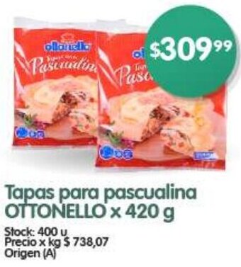 Supermercados Buenos Días Tapas para pascualina OTTONELLO x 420 g oferta
