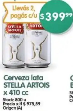 Supermercados Buenos Días Cerveza lata STELLA ARTOIS x 410cc oferta