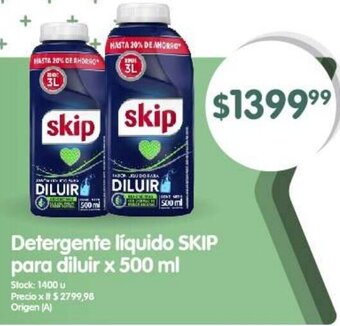 Supermercados Buenos Días Detergente líquido SKIP para diluir x 500 ml oferta