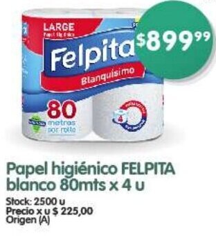Supermercados Buenos Días Papel higiénico FELPITA blanco 80mts x 4 u oferta