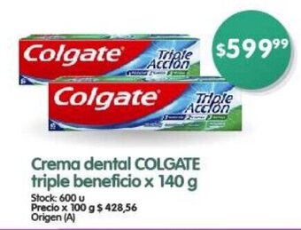 Supermercados Buenos Días Crema dental COLGATE triple beneficio x 140 g oferta