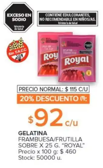 Carrefour GELATINA FRAMBUESA/FRUTILLA SOBRE X 25 G. "ROYAL" oferta