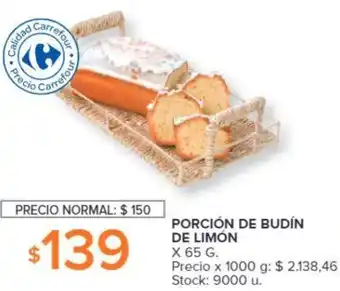 Carrefour PORCIÓN DE BUDÍN DE LIMÓN x 65g oferta