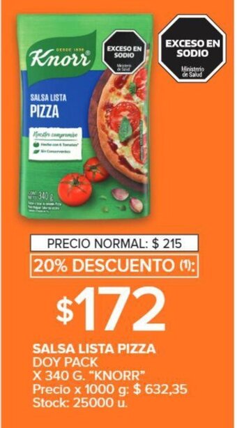 Carrefour SALSA LISTA PIZZA DOY PACK X 340 G. "KNORR" oferta