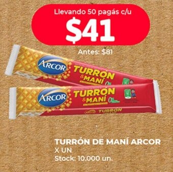 Supermercados Tadicor TURRÓN DE MANÍ ARCOR X UN oferta