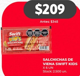 Supermercados Tadicor SALCHICHAS DE VIENA SWIFT KIDS X 6 UN oferta