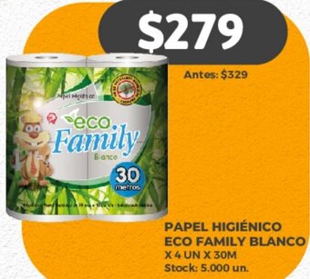 Supermercados Tadicor PAPEL HIGIÉNICO ECO FAMILY BLANCO X 4 UN X 30M oferta