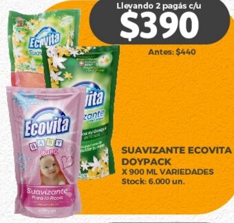 Supermercados Tadicor SUAVIZANTE ECOVITA DOYPACK X 900 ML oferta